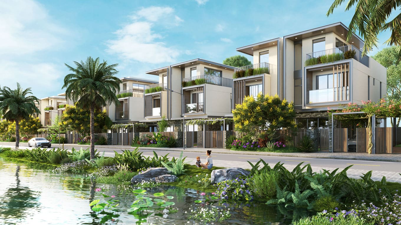 Hình ảnh phối cảnh villa ven kênh tại Khu đô thị Lahome Bến Lức.