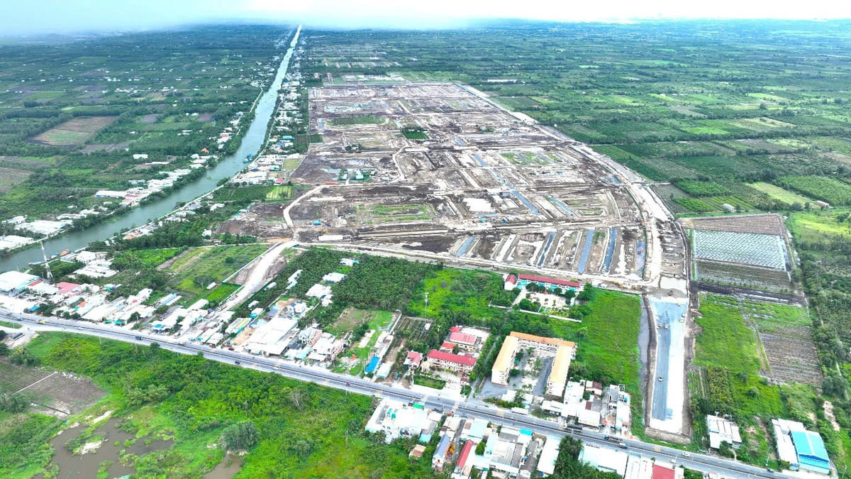 Toàn cảnh dự án khu đô thị sinh thái La Home đang triển khai thi công nhìn từ trên cao